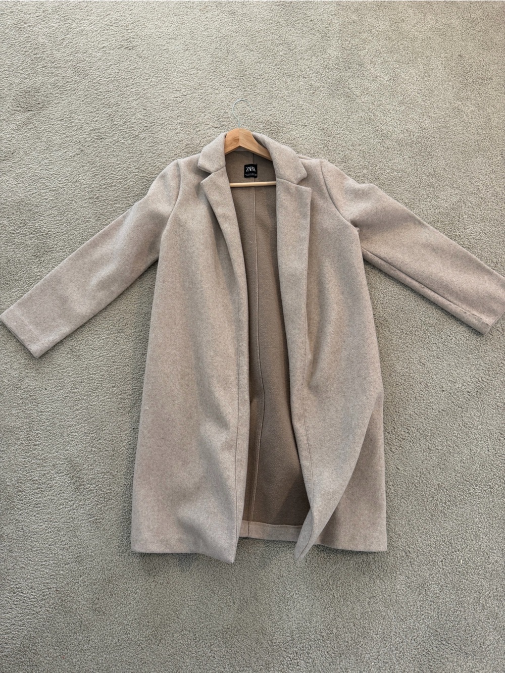 Zara Long Open-Front Coat Size Small